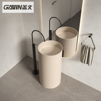 Simple round white matte one-piece floor-standing washbasin washbasin pedestal basin bathroom hotel