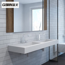 Hanging Wall home toilet artificial stone integrated basin wash table balcony double basin wash basin custom