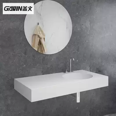 White matte glossy artificial stone one-piece wash table under single and double trough washbasin bathroom basin cosmetic room hand wash basin custom