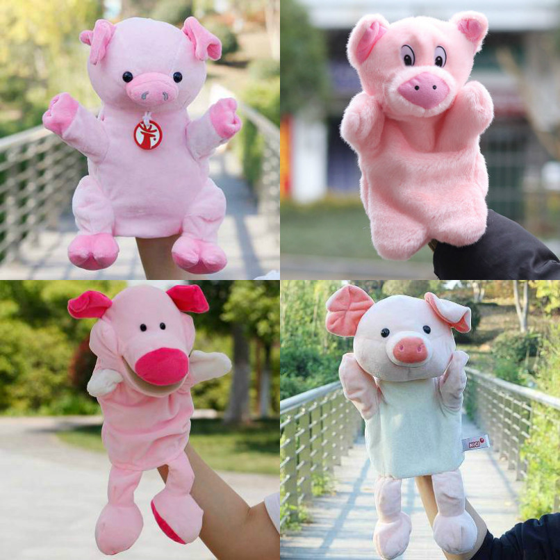 New cute piggy hand puppet large animal plush toy storytelling gloves appease doll birthday gift