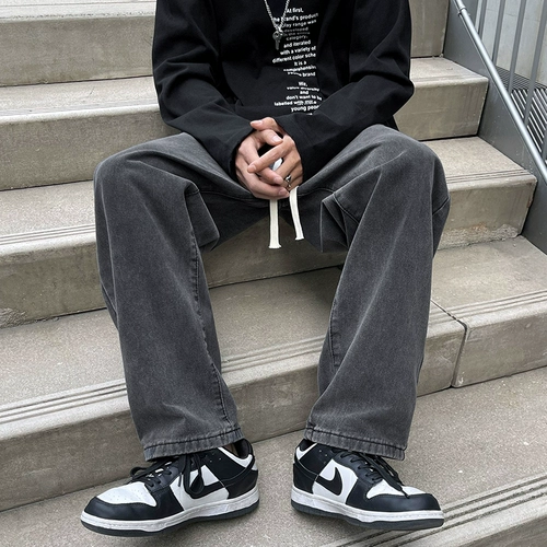 Джинсы, тонкие штаны, свободный прямой крой, в американском стиле