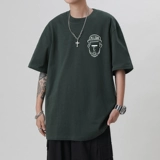 Белая летняя хлопковая спортивная футболка, с рукавом, свободный крой, в американском стиле, короткий рукав