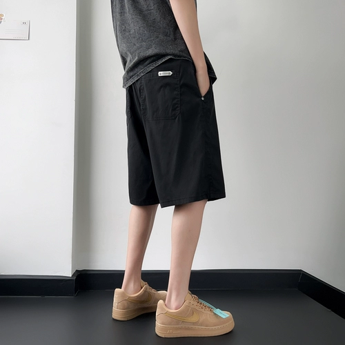 Шорты, тонкие шелковые черные летние штаны для отдыха, для бега, оверсайз