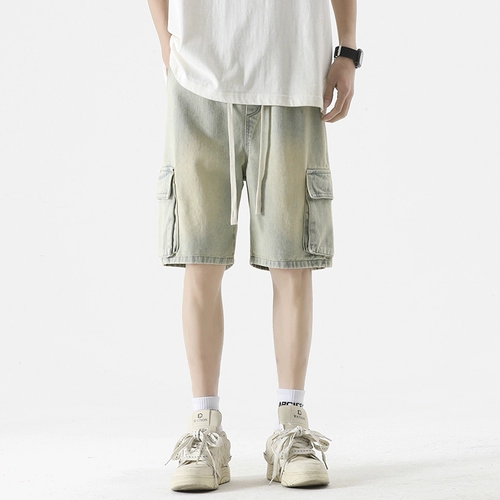 Летние шорты, прямые свободные джинсы, мужские штаны, в американском стиле