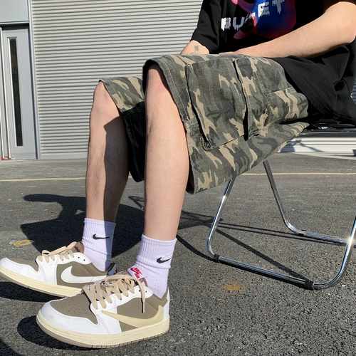 Летние шорты, камуфляжные хлопковые тонкие штаны, в американском стиле, оверсайз