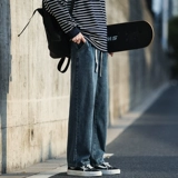 Осенние джинсы, мужские штаны для отдыха, оверсайз, свободный прямой крой