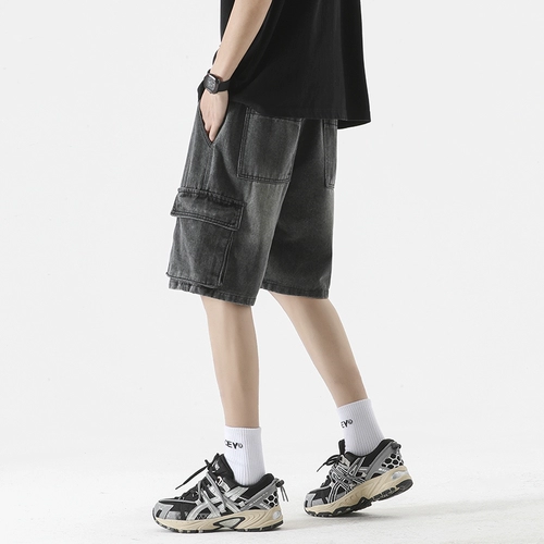 Летние шорты, прямые свободные джинсы, мужские штаны, в американском стиле