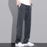 Летние трендовые тонкие джинсы, черные штаны для отдыха, свободный прямой крой, эластичная талия