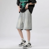 Летние тонкие шорты, штаны, мужские джинсы, в американском стиле, свободный прямой крой