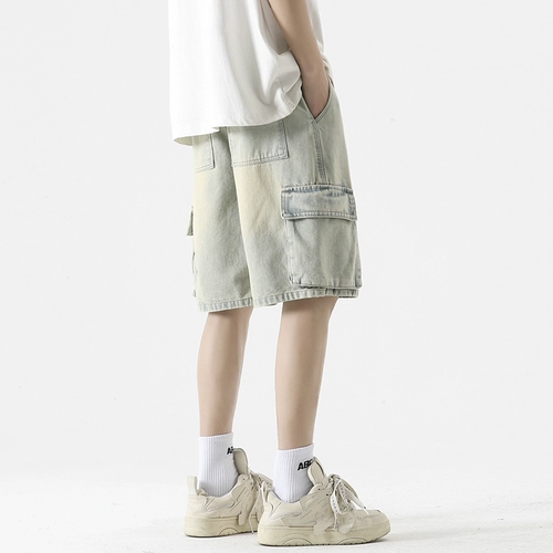 Летние шорты, прямые свободные джинсы, мужские штаны, в американском стиле