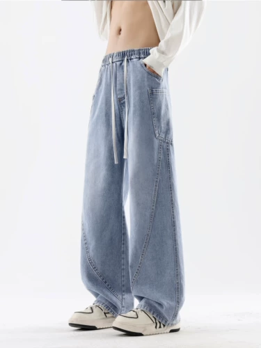 Трендовые прямые свободные джинсы, осенние штаны, повседневные брюки, в американском стиле