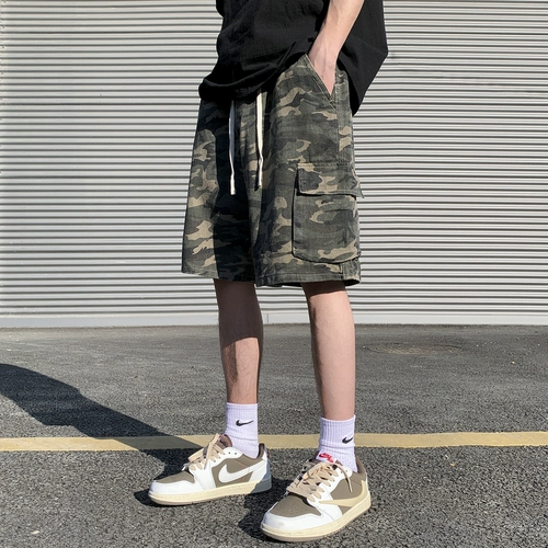 Летние шорты, камуфляжные хлопковые тонкие штаны, в американском стиле, оверсайз