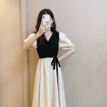 Wu Xiaotong Studio (counter) waist bubble sleeve dress 2021 womens summer New