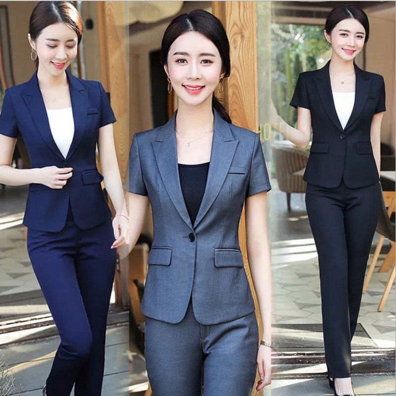 Professional short-sleeved suit suit women's summer new white-collar teacher interview insurance company overalls