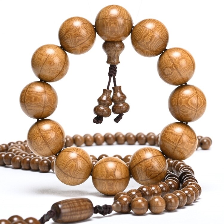 Six-track wooden hand string handlebar piece 12-108 Candida beads Dragon Wood Pure hand polished old material Six striped Buddha beads