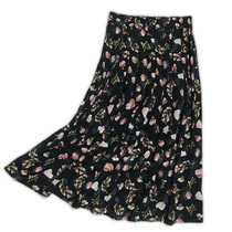 2021 new silk skirt female mulberry silk summer print medium length skirt