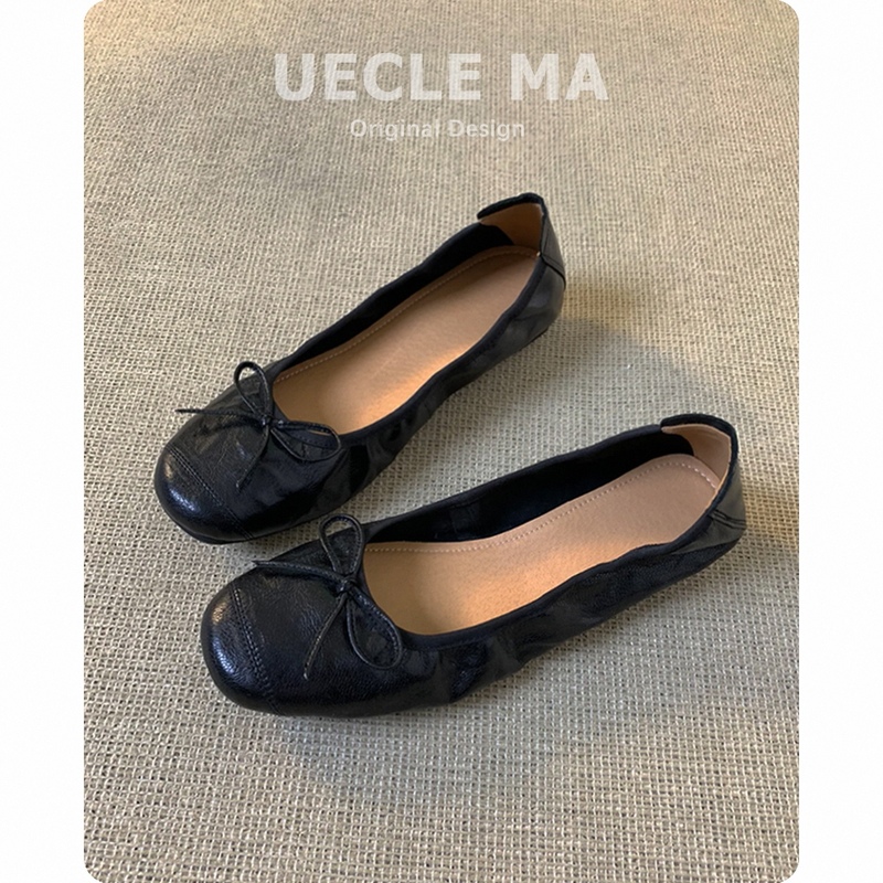 First-Layer Cowhide ~ Retro Shallow-Mouthed Flats for Women, Versatile Flat Shoes with Bow, Evening Shoes, Ultra-Soft Egg Roll Ballet Shoes First-Layer Cowhide ~ Retro Shallow-Mouthed Flats for Women, Versatile Flat Shoes with Bow, Evening Shoes, Ultra-Soft Egg Roll Ballet Shoes