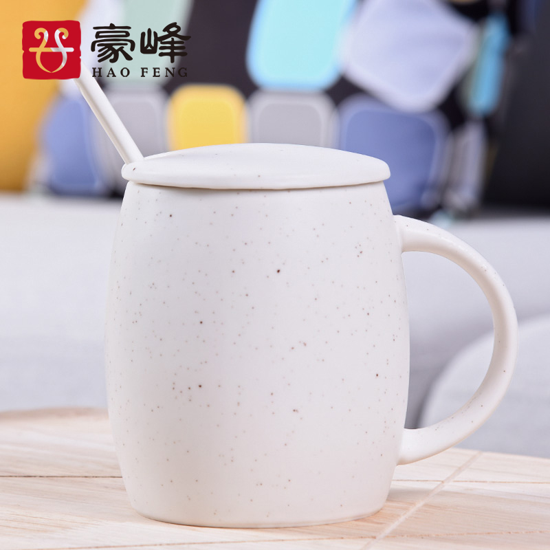 HaoFeng creative mugs ceramic cups of coffee cup milk cup breakfast cup express cartoon cup with a spoon