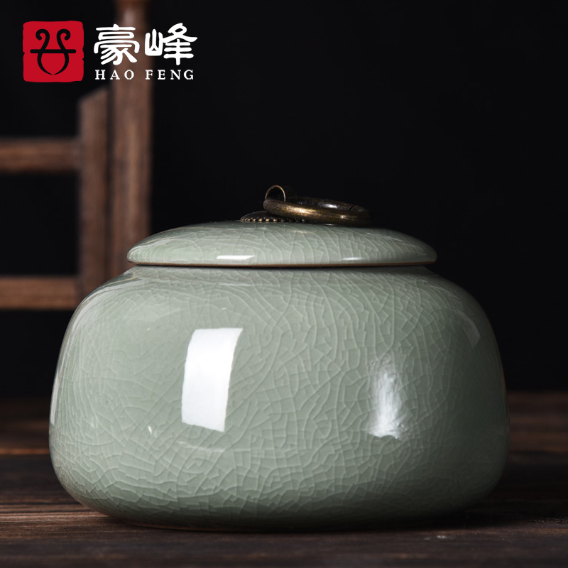 Haofeng Ge kiln tea pot ceramic sealed jar storage jar Tieguanyin storage tea can Pu'er tea can gift box