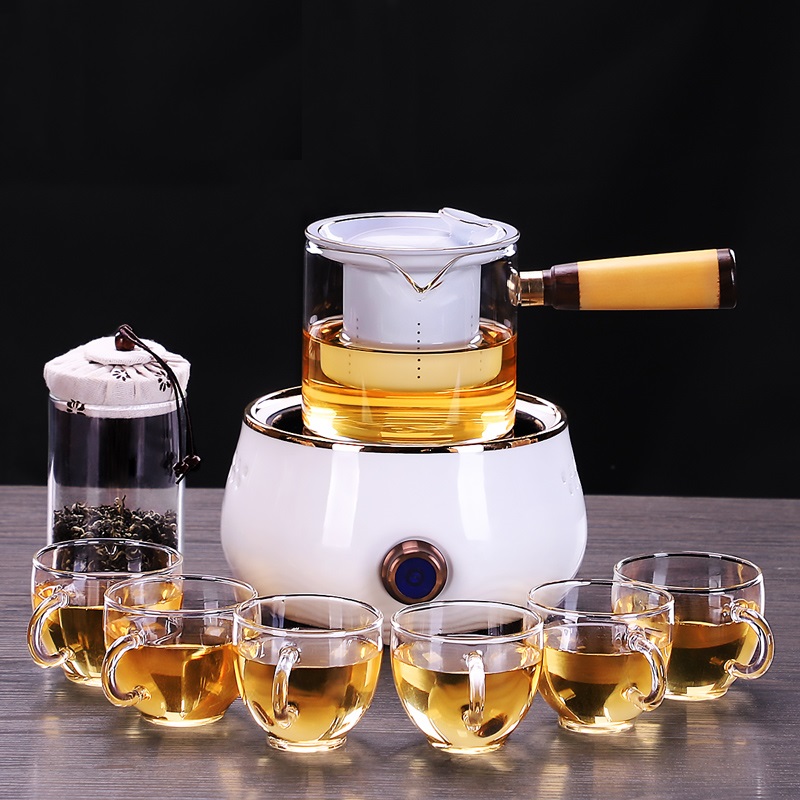 HaoFeng more heat resistant glass teapot the boiled tea, the electric TaoLu suit household black crystal plate electric TaoLu boil tea