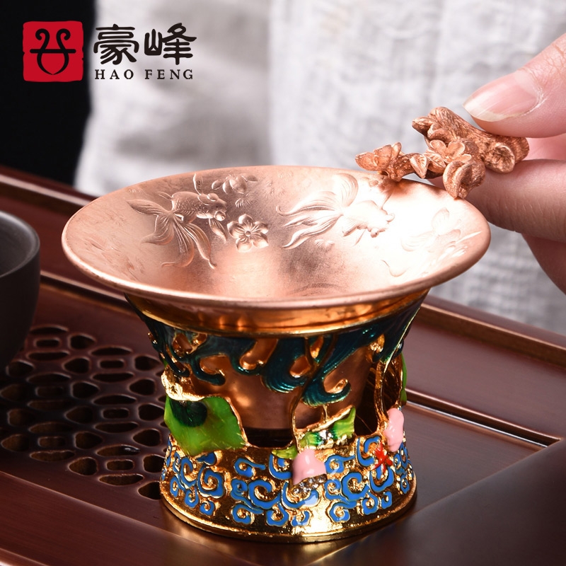 HaoFeng copper copper) filter tea accessories checking a good kung fu tea sets with the base of the household