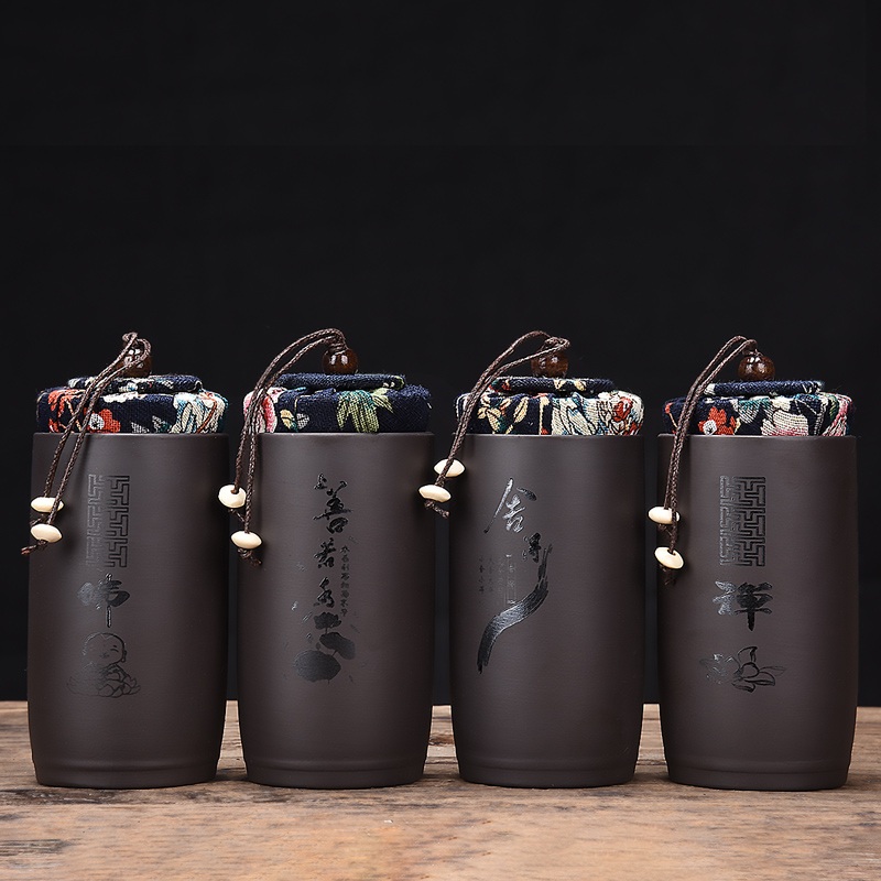 HaoFeng violet arenaceous caddy fixings travel work small pu - erh tea storage tanks moistureproof receives kung fu tea tea accessories