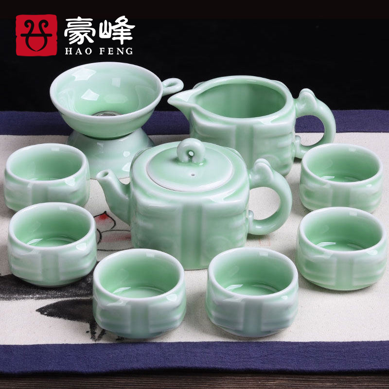 HaoFeng whole celadon teapot teacup tea set household contracted kung fu tea sea GaiWanCha accessories