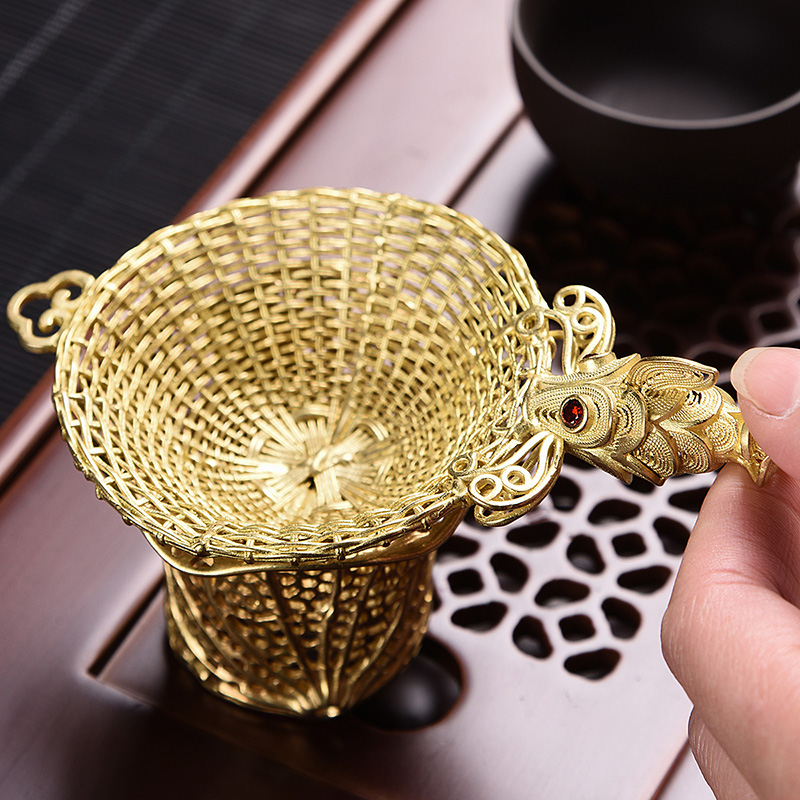 HaoFeng pure copper creative hat to filter suit carp filter kung fu tea tea tea tea strainer accessories side