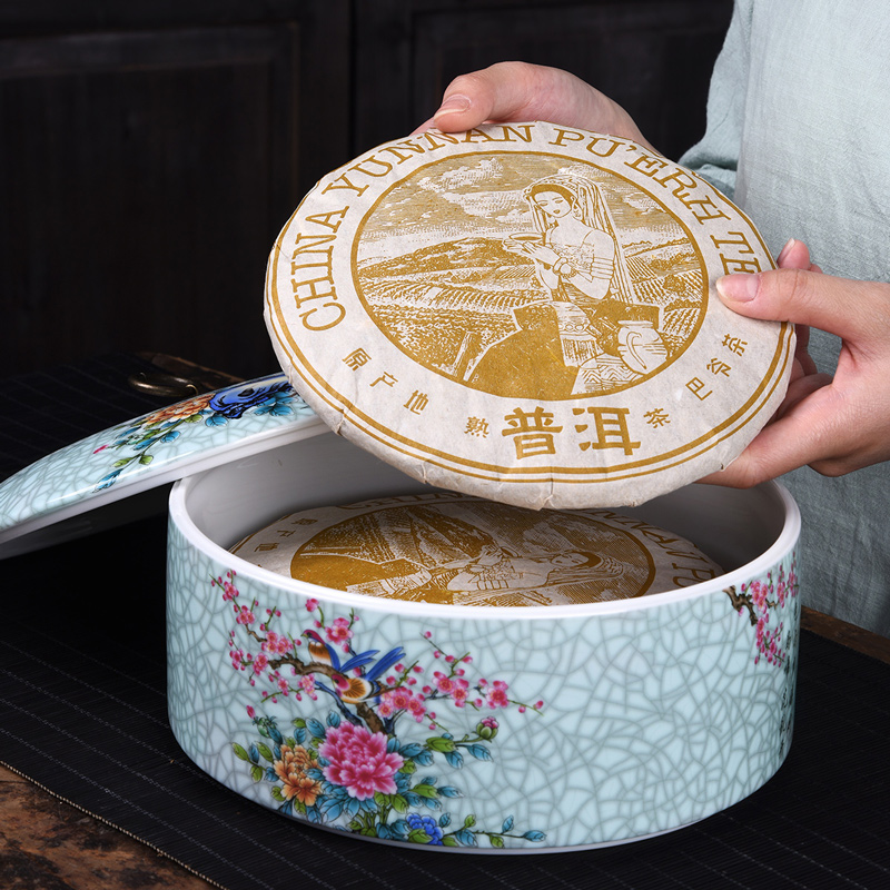 HaoFeng tea cake tin tea set home office box of goods can of pu 'er tea caddy fixings ceramic tea pot POTS