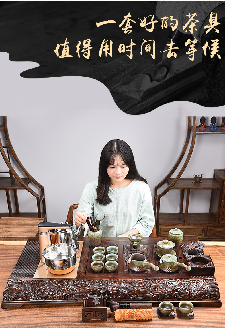 HaoFeng household whole piece of ebony wood tea tray tea saucer violet arenaceous kung fu tea set contracted the teapot