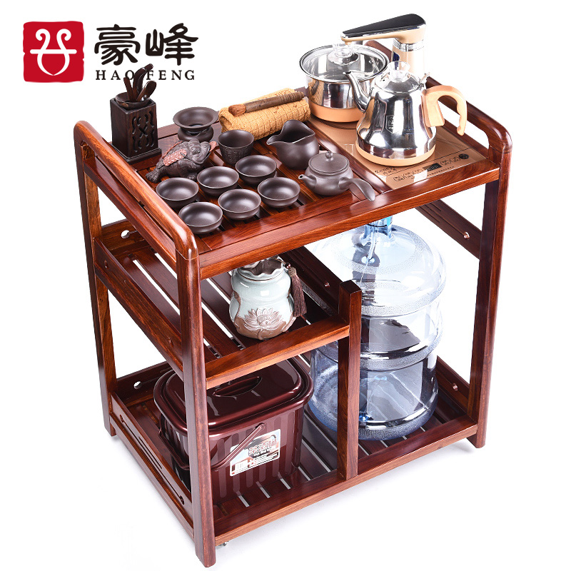 HaoFeng purple sand tea set of a complete set of domestic mobile car rosewood tea tea tea tea tea table pulleys