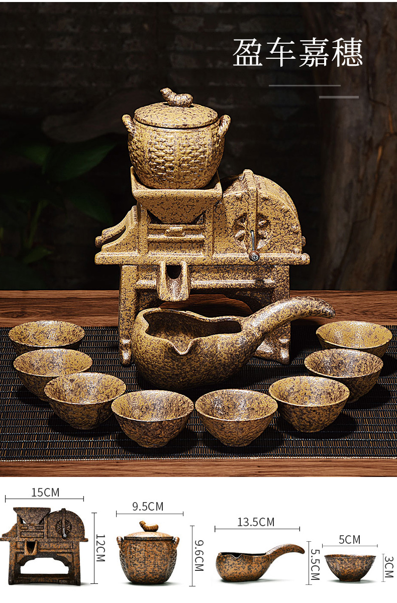 HaoFeng purple sand tea set suits for domestic half automatic stone mill lazy kung fu tea tea caddy fixings tea cup