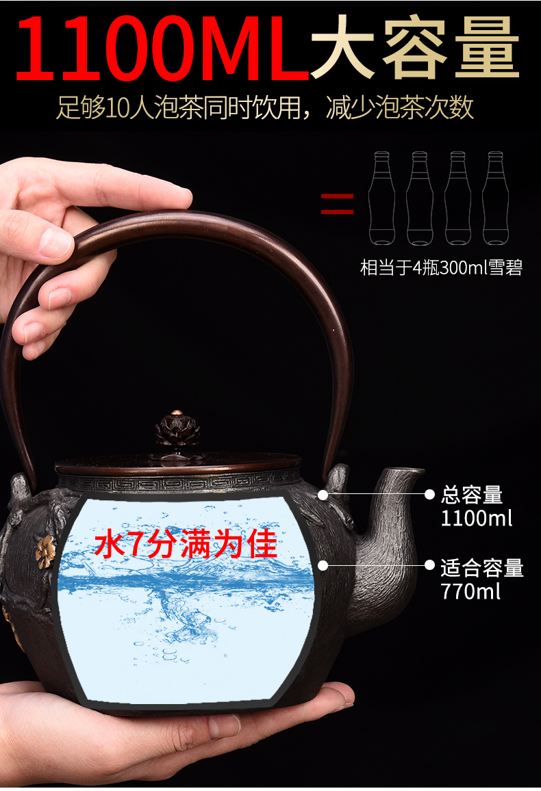 HaoFeng waterproof TaoLu boiled tea machine household suit Japanese checking iron pot of cast iron tea kettle boiling kettle