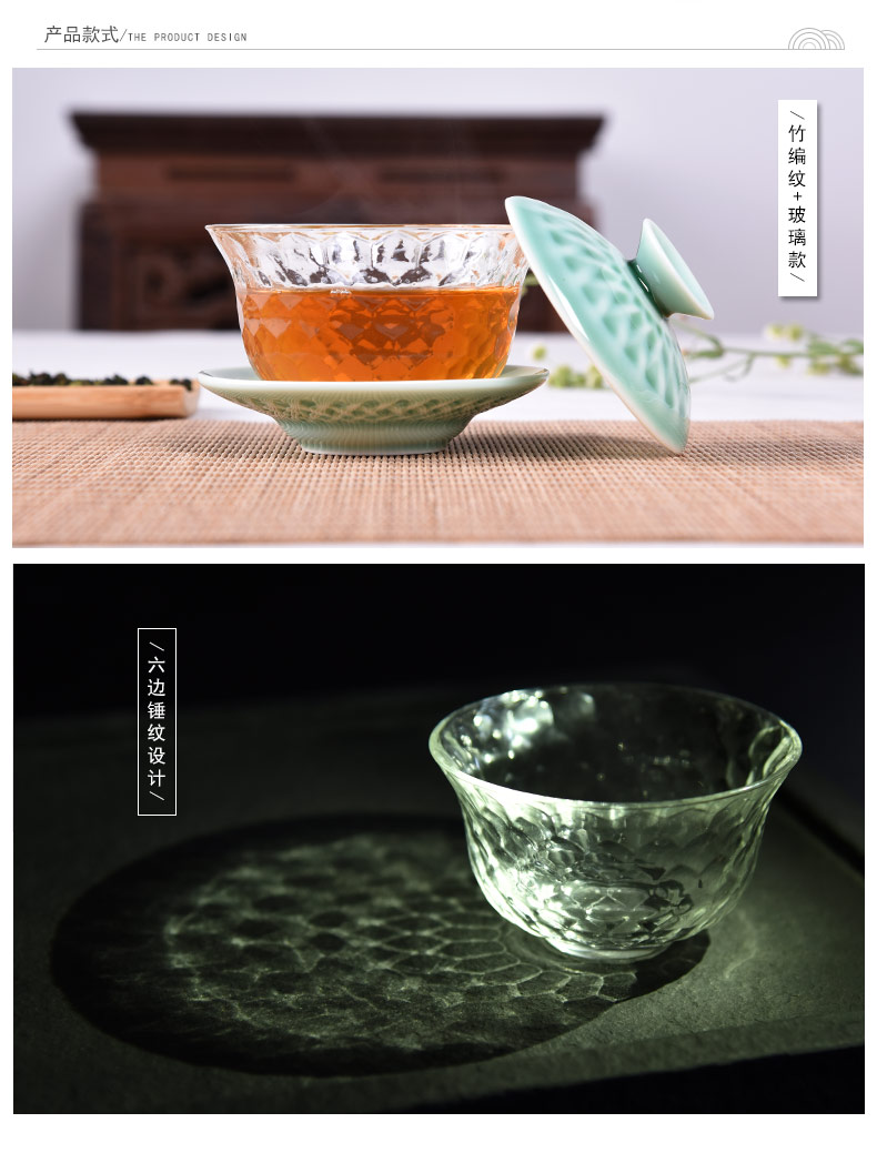 HaoFeng ceramic only three tureen kung fu tea set household glass bowl large Japanese contracted the teapot tea accessories