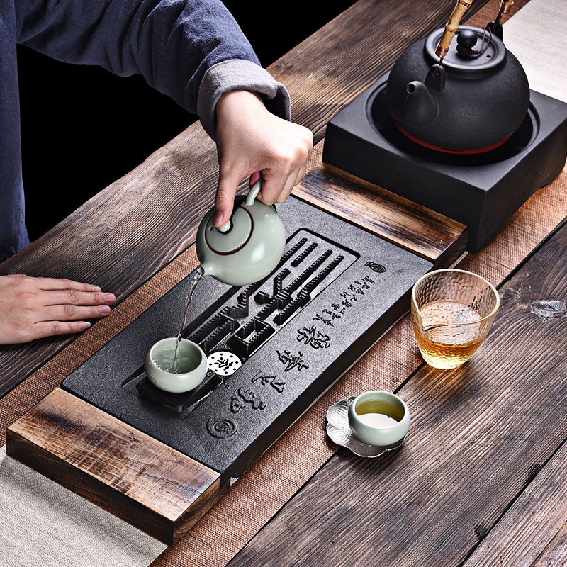 HaoFeng household solid wood tea tray of black tea set tea kungfu dry terms drainage type contracted tea table