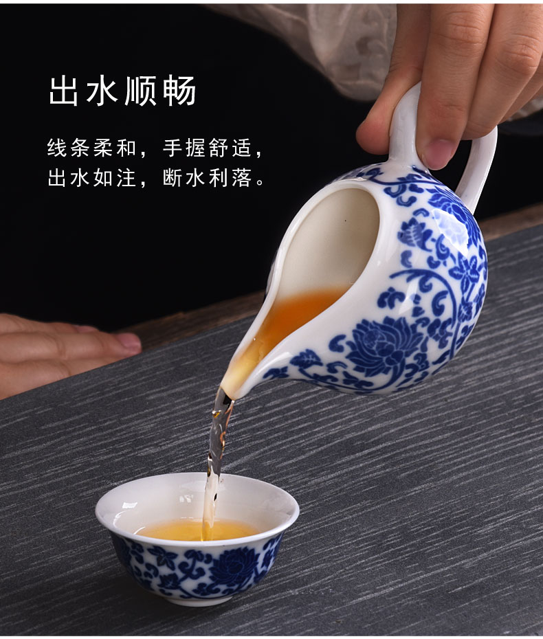 HaoFeng blue and white porcelain tea set suit household kung fu tea tea, teapot teacup tea sea GaiWanCha dao fittings