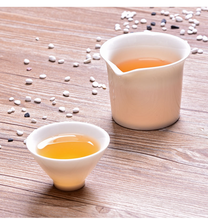 HaoFeng white tea sea jade porcelain kung fu tea set dehua white porcelain heat - proofing thickening large points fair keller of tea