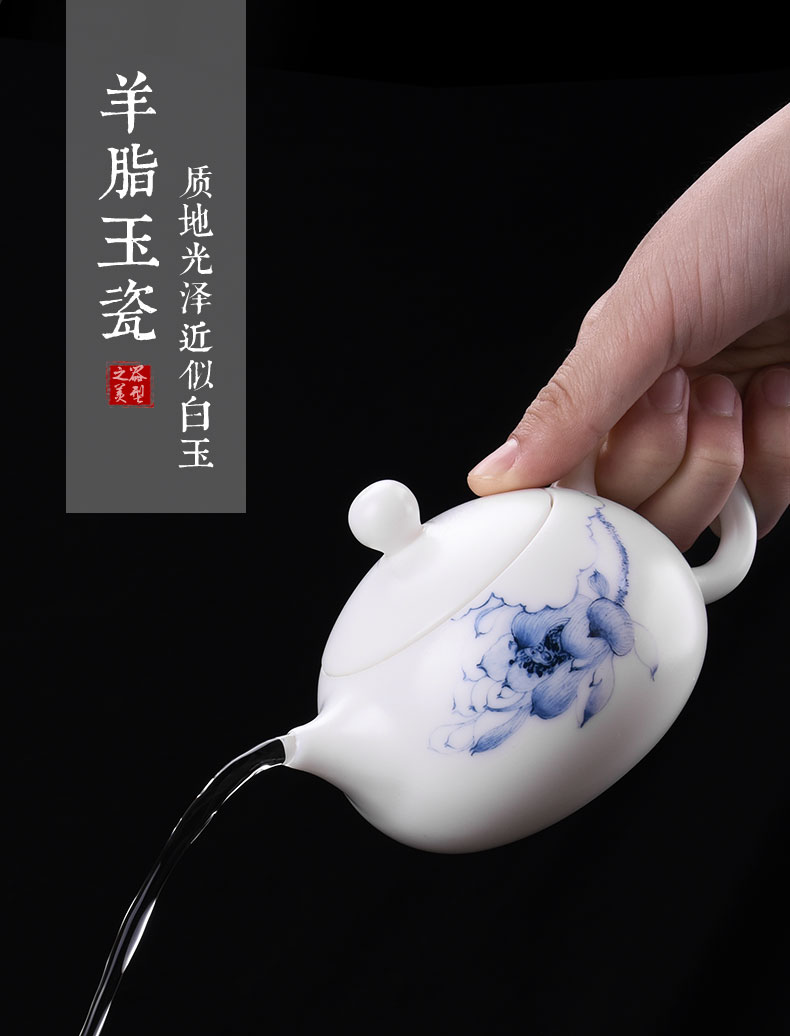 HaoFeng dehua white porcelain teapot household Japanese Chinese white jade CiHu ceramic kung fu single pot of tea tea accessories