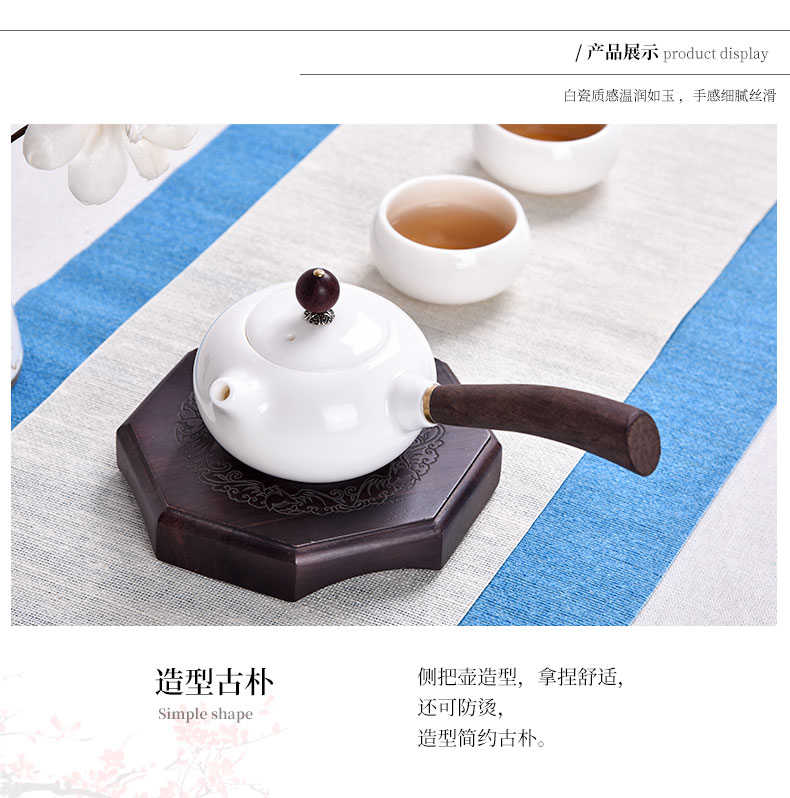 HaoFeng dehua porcelain white porcelain kung fu tea set jade teapot teacup a pot of 2 cup travel office gift box