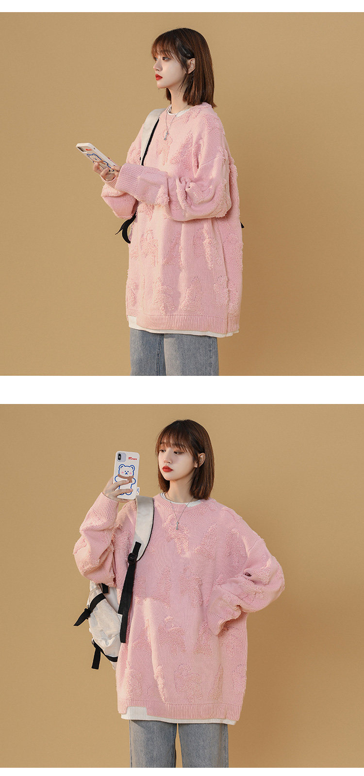 Damen Winterpullover Mit Gesticktem Frottee-detail Und Rundhals_voghion.com