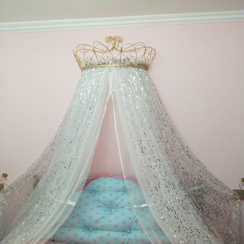 Phong cách châu Âu màn ngủ cung điện mới Mantle giường rèm thêu sequined vương miện công chúa cô gái đáng yêu màu hồng với kệ - Bed Skirts & Valances 	rèm che giường ktx	
