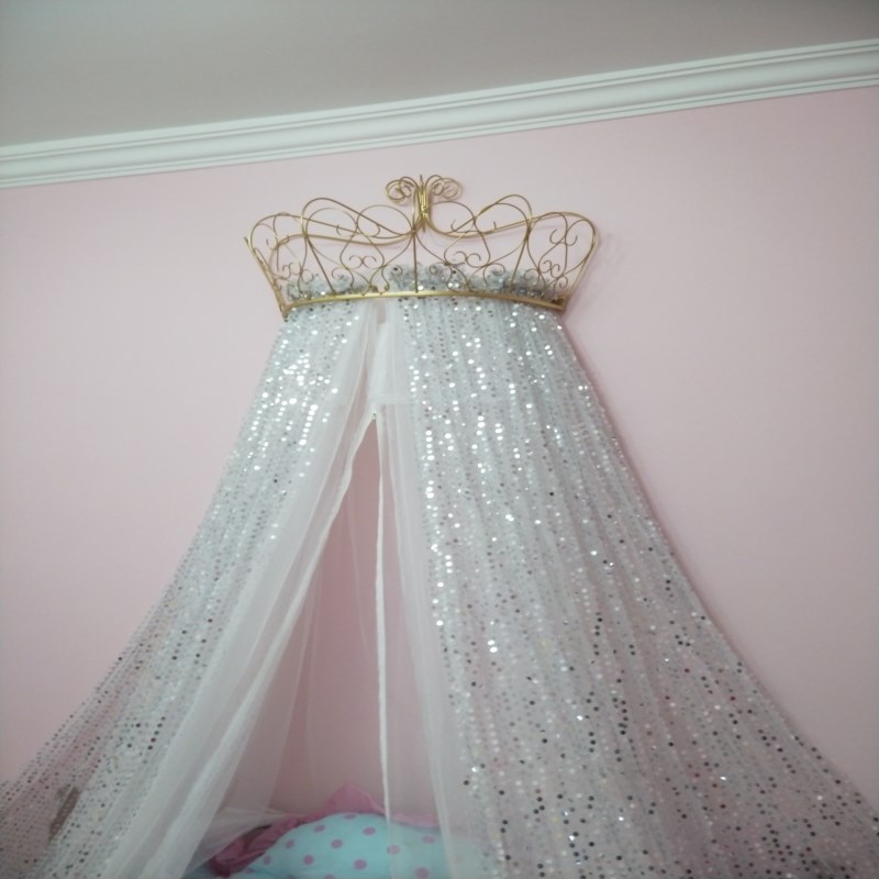 Phong cách châu Âu màn ngủ cung điện mới Mantle giường rèm thêu sequined vương miện công chúa cô gái đáng yêu màu hồng với kệ - Bed Skirts & Valances 	rèm che giường ktx	