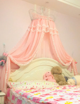 New bed mantle bedside gauze Princess European style idyllic sweet candy color Korean style mantle with shelf