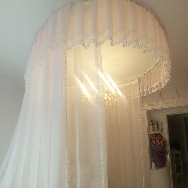 Princess Dome Dome Round Rail Pure White European Court Furrower Hotel Household Mantle Curtain Divide Decoration Yarn