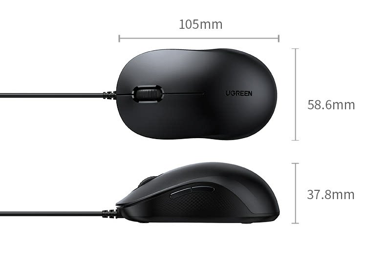 【中国直邮】      绿联 鼠标 1个 轻音有线舒适握感USB电脑通用办公鼠标