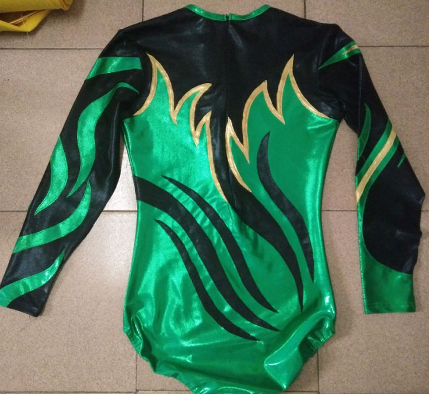 Yalin custom competitive aerobics suit Single lever double lever jump gymnastics gymnastics suit Performance suit Performance suit New green men and women