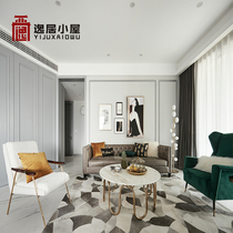 Postmodern light extravagant livingroom leather art solid wood sofa composition Vanke advanced fashion atmosphere-like room furniture custom-made