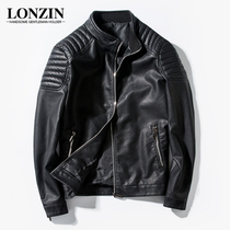 Thin slim jacket mens spring and autumn 2021 new business handsome leather jacket motorcycle leather clothing trend mens coat