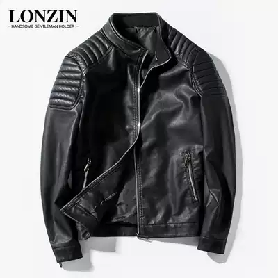 Thin slim jacket men's spring and autumn 2021 new business handsome leather jacket motorcycle leather clothing trend men's coat