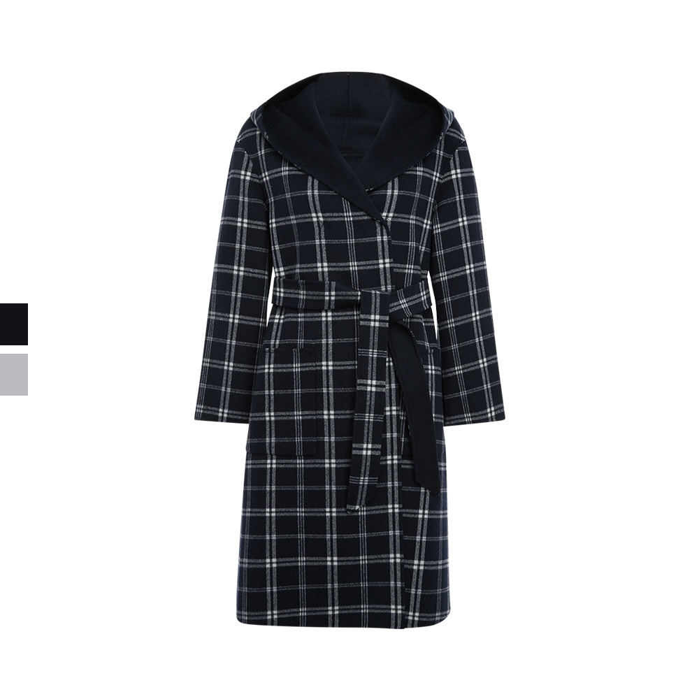 Max Mara MULTI-COLOR PLAID PURE len cởi khuy WOMENS áo trùm đầu